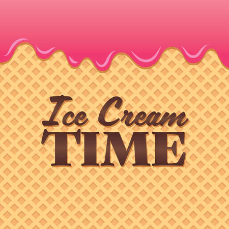 This is ice cream time lettering on wafer background.のイラスト素材