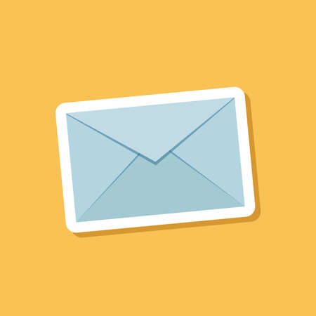 Flat style of blue letter sticker on yellow background.のイラスト素材