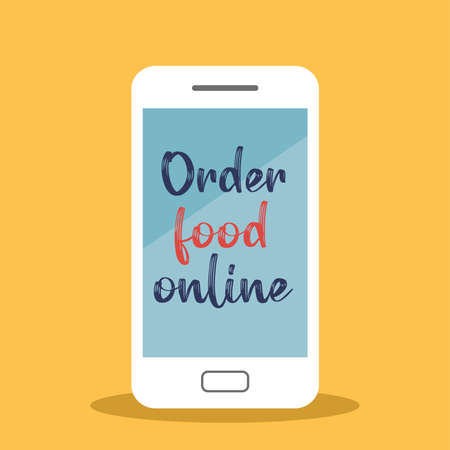 Order food online via smartphone. Vector illustration.のイラスト素材