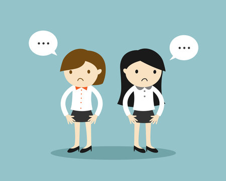 Business concept, Two business women feeling awkward with each other. Vector illustration.のイラスト素材