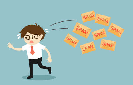 Business concept, Businessman got spam mail. Vector illustration.のイラスト素材