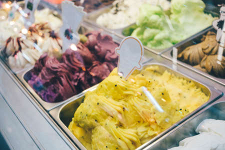 Close up of italian gourmet gelato ice cream.の写真素材