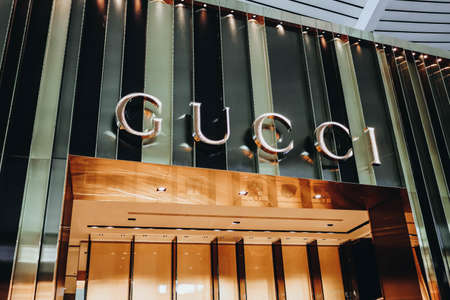 BALI INDONESIA - MARCH 25, GUCCI Shop in Ngurah Rai International Airport on March 25, 2019 at Bali, Indonesiaのeditorial素材