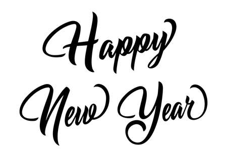 Happy New Year Lettering, Isolated on White Background. Vector illustration. Can be used for holidays festive design.のイラスト素材