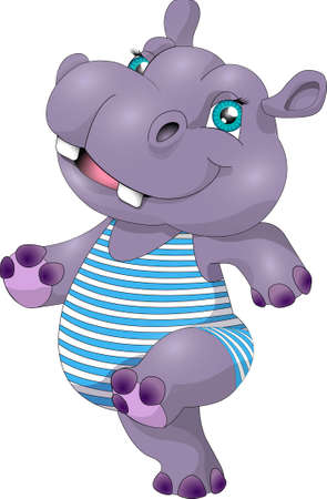 Funny Hippo. Hippopotamus Isolated on White Backgroundのイラスト素材