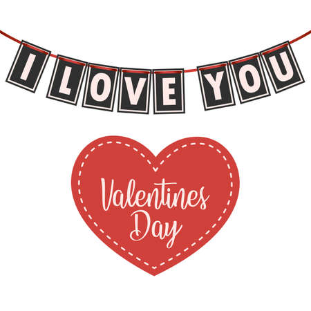 Valentine`s day heart with the inscription I love you. Isolated on white background.のイラスト素材