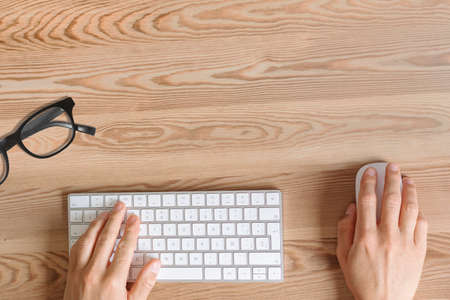 Teleworking concept. Hand with Computer Mouseの写真素材