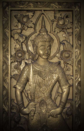 Buddha of the door in Watsibonreang, Changmai, Thailandの写真素材