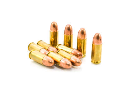 9mm bullet isolated on white background の写真素材
