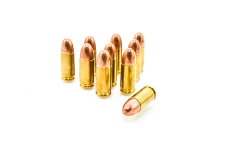 9mm bullet isolated on white background の写真素材