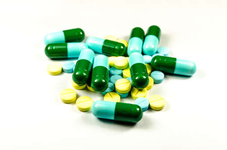 A close up of various prescription pills の写真素材
