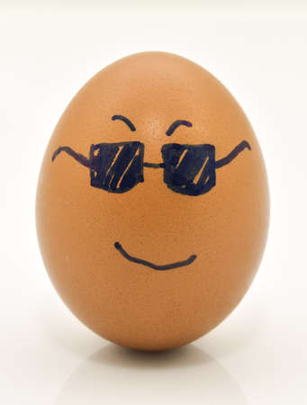 Brown chicken egg isolated on white background with clipping pathの写真素材