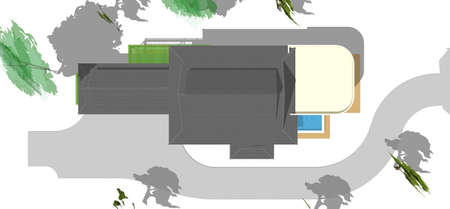 model of a house, Asian-style two layers house draft.の写真素材