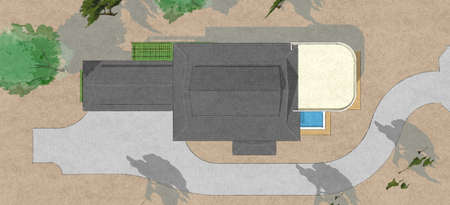 model of a house, Asian-style two layers house draft.の写真素材