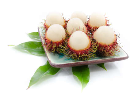Rambutan fruits isolated on white background.の写真素材