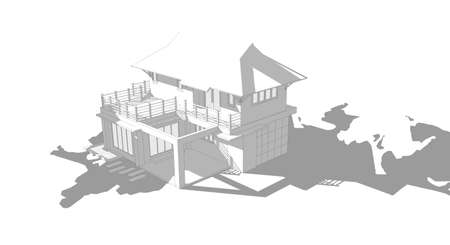 model of a house, Asian-style two layers house draft.の写真素材