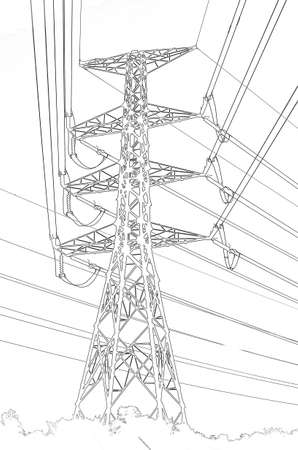 High voltage power pylons clip art, Thailandの写真素材