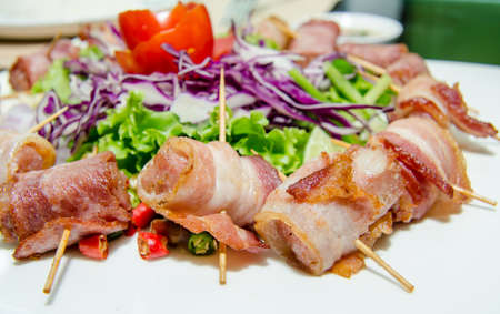 Bacon roasted with spicy herbs.の写真素材