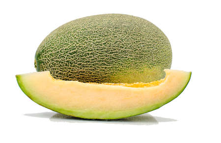 Fresh melon on isolated white backgroundの写真素材
