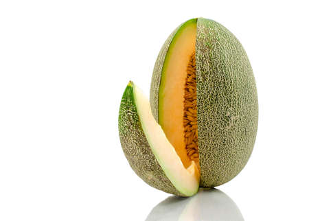 Fresh melon on isolated white backgroundの写真素材