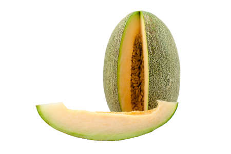 Fresh melon on isolated white backgroundの写真素材