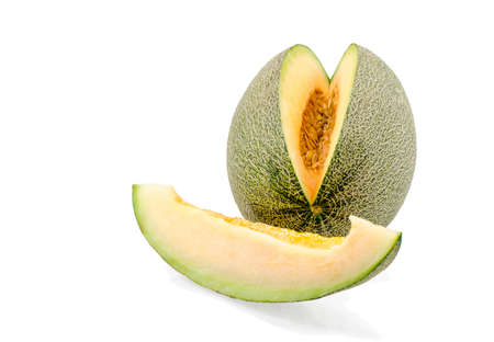 Fresh melon on isolated white backgroundの写真素材