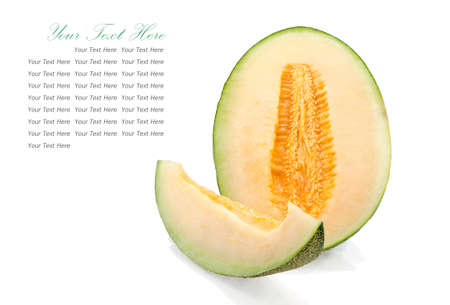 Fresh melon on isolated white backgroundの写真素材