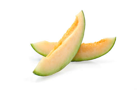 Fresh melon on isolated white backgroundの写真素材