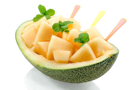 Fresh melon on isolated white backgroundの写真素材
