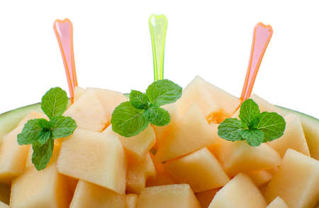 Fresh melon on isolated white backgroundの写真素材