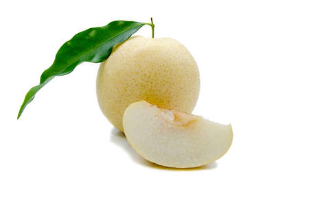 ripe pears isolated on white backgroundの写真素材