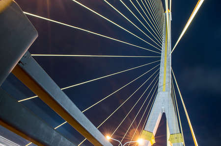 Rama 8 Bridge At Night, in Bangkok Thailand.の写真素材