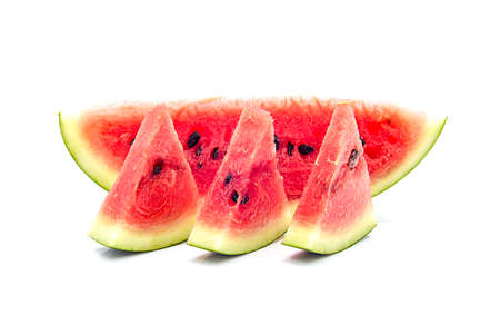 Ripe sweet watermelon isolated on white backgroundの写真素材