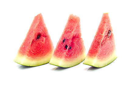 Ripe sweet watermelon isolated on white backgroundの写真素材