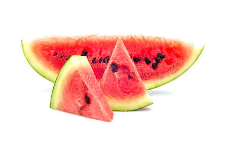 Ripe sweet watermelon isolated on white backgroundの写真素材