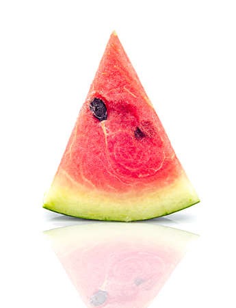 Ripe sweet watermelon isolated on white backgroundの写真素材
