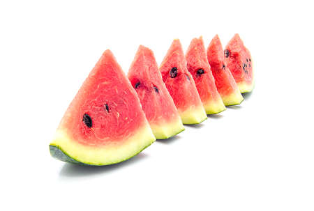 Ripe sweet watermelon isolated on white backgroundの写真素材