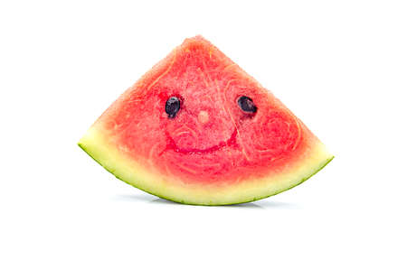 Ripe sweet watermelon isolated on white backgroundの写真素材