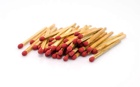 Close-up of a red matches isolated on a white background の写真素材
