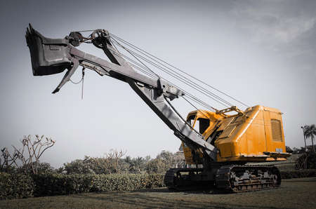 old wire rope shovel craneの写真素材
