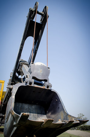 old wire rope shovel craneの写真素材