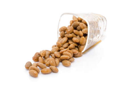salted soybeans isolate on white backgroundの写真素材