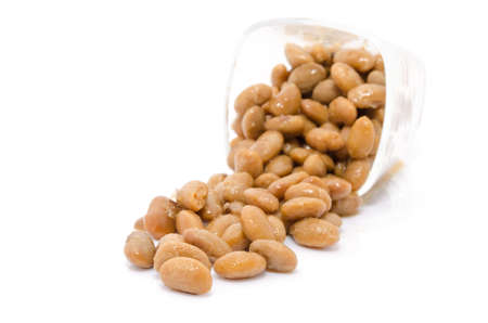 salted soybeans isolate on white backgroundの写真素材