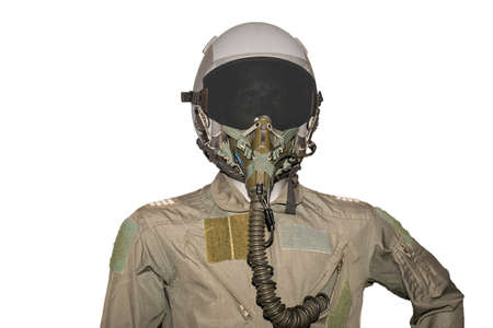 military pilot on white backgroundの写真素材
