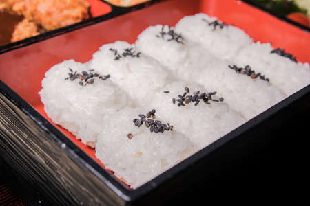 japanese cuisine. lunch box set on the backgroundの写真素材