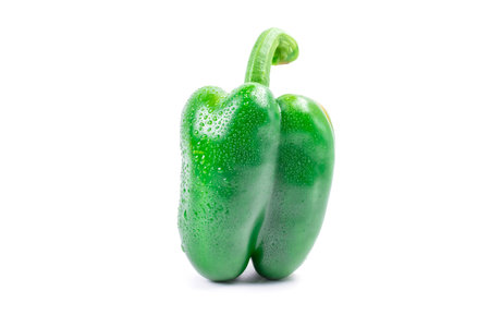 Green pepper on white background, close upの写真素材