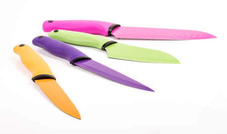 ceramic knifes on isolated on white backgroundの写真素材