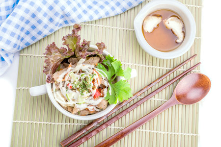 Asian Sliced Beef Salad with Spinach and Carrotsの写真素材