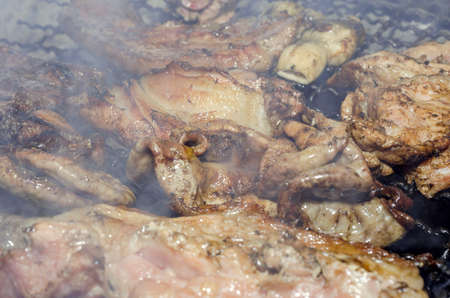 Grilled pork on the grill, Carcinogenicの写真素材