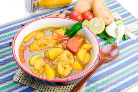 Yellow Curry with Fish Thai Southern Style Foodの写真素材